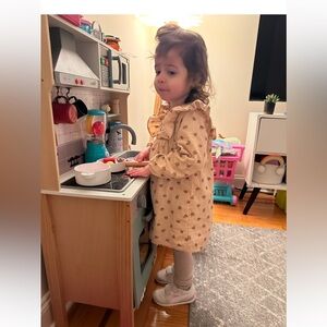 H&M Corduroy Floral Button-Up Dress 3T